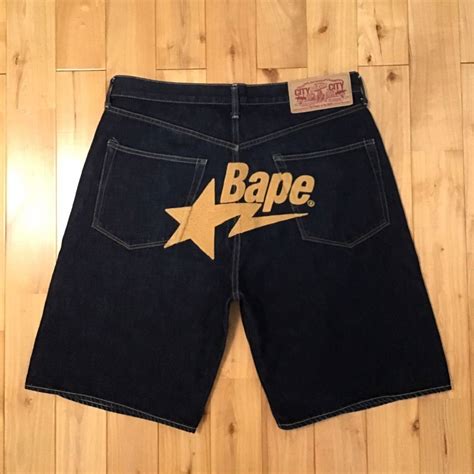 Bape Bape Star Logo Embroidery Denim Shorts Bape Sta Size L Grailed