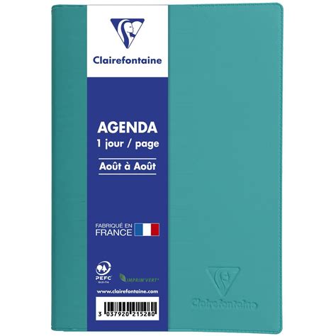 Clairefontaine Agenda Scolaire Journalier 12x17cm Couverture Pvc Toucher Gomme Vert 2022 2023