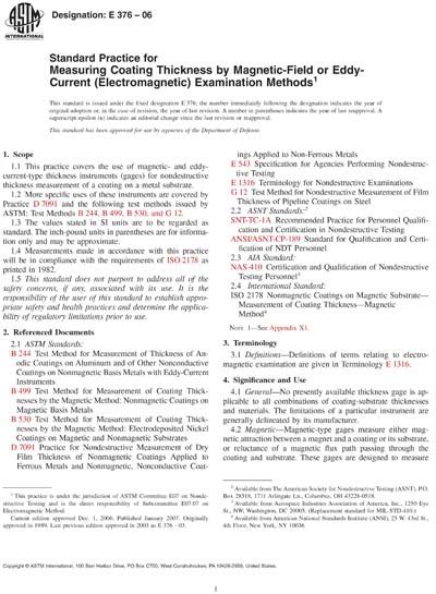 Astm E376 06 Standard Practice For Measuring Coating Thickness By