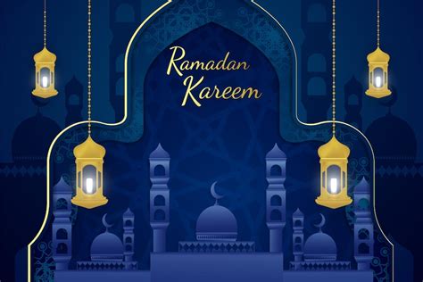 Premium Vector Ramadan Kareem Blue Color Stylish Islamic Background
