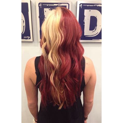 Half And Half Red And Blonde Done With Goldwell Hair Color
