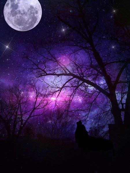 Full Moon Over A Purple Sky Purple Sky Full Moon Great Artists