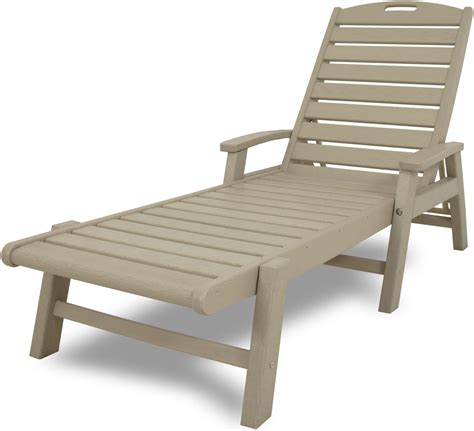 Trex Outdoor Furniture Yacht Club Stackable Chaise Lounger With Arms Sand Castle