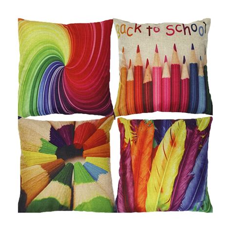 Colorful Pencil Geometric Decorative Chair Velvet Cushion Cover Home