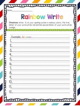 Freebie: Rainbow Write | Rainbow write, Spelling words, Writing