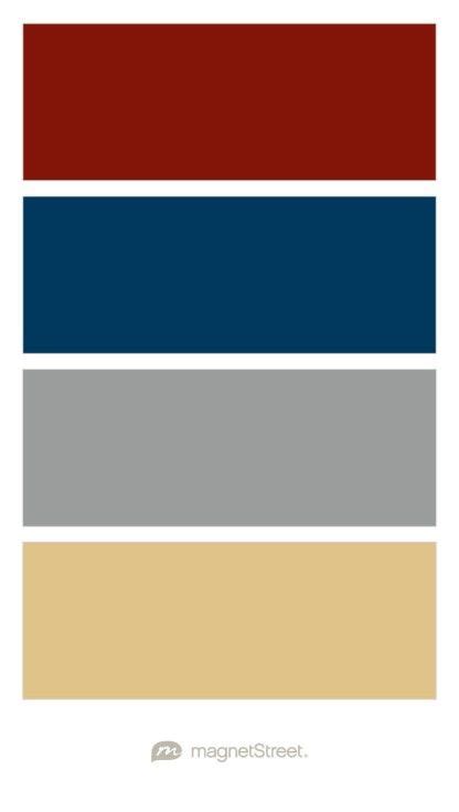 Custom Red Navy Classic Gray And Gold Wedding Color Palette Custom