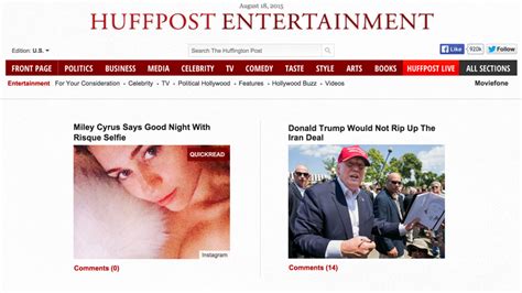 Huffington Post Unmoved By Polls Keeps Trump In Celeb Section