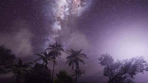 Milky Way Galaxy Over Tropical Rainforest Motion Graphics Videohive