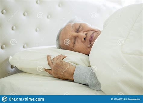Senior Man Sleeping Well On The Bed Stock Photo Image Of Male