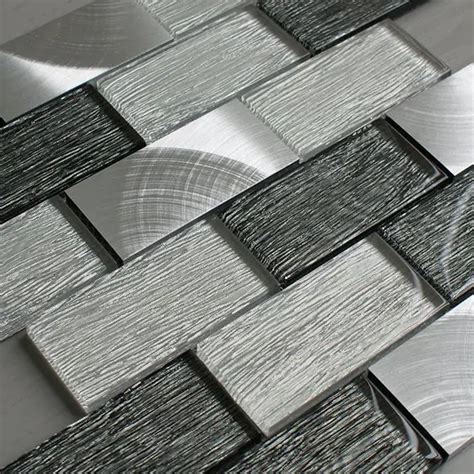 Portland Grey Glass Brick Tile Mosaic Village