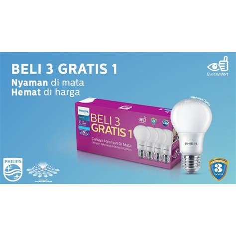 Jual Bohlam Philips Bohlam LED Philips Philips LED Bulb 8W Beli 3