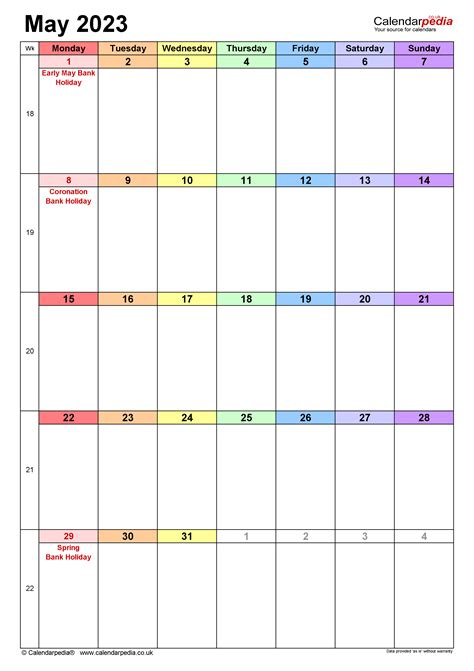 May Calendar Templates For Word Excel And Pdf PELAJARAN