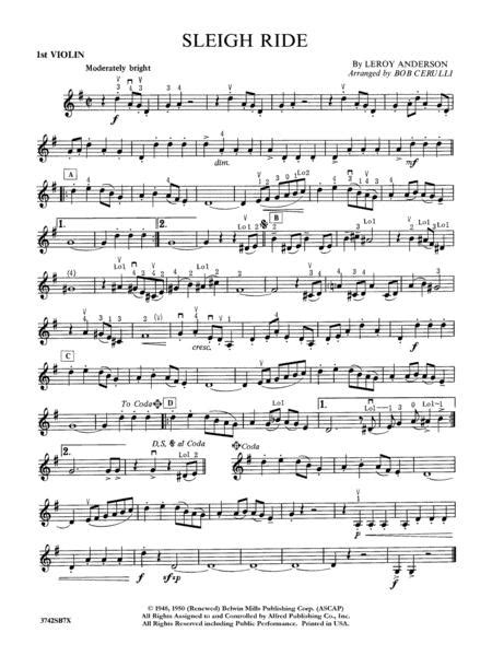 Sleigh Ride 1st Violin By Leroy Anderson 1908 1975 Digital Sheet Music For Part Download