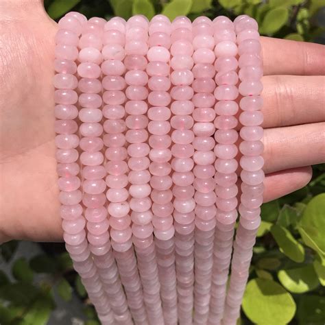 Natural Rose Quartz Gemstone Rondelle Beads Grade A Sold By 15 Inch