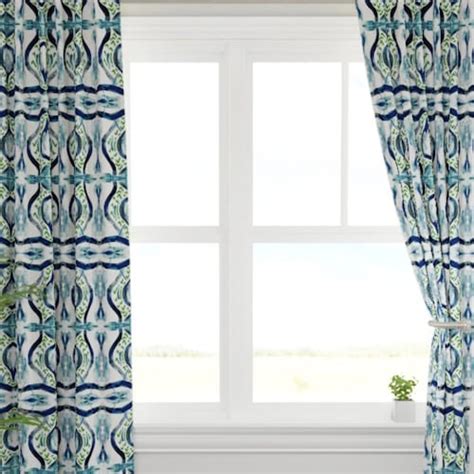 Blue Green Curtains Navy Teal White Curtains Blue Green Ikat Etsy