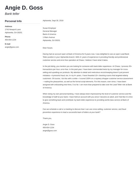 Bank Teller Cover Letter Examples And Ready To Use Templates