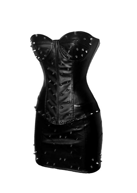 2019 sexy lingerie black pvc faux leather basque corset mini skirt punk fancy dress k38 s xxl