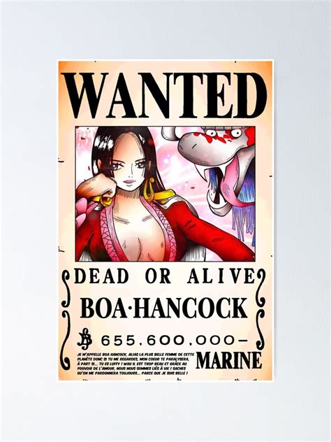 Wanted Poster Shichibukai Boa Hancock 655 Million Berrys One Piece Poster By Axel0w