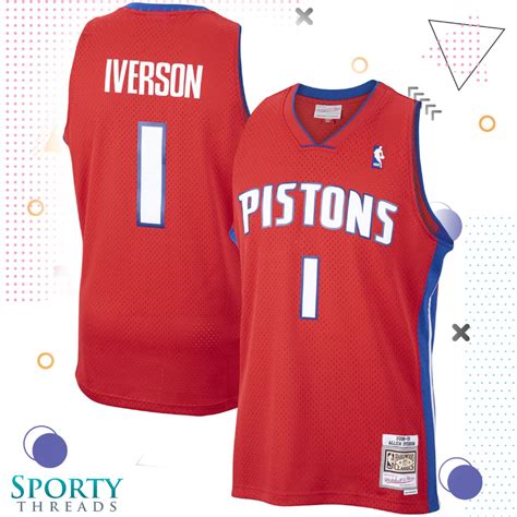 Mens Allen Iverson Red Detroit Pistons 2008 09 Jersey Sporty Threads