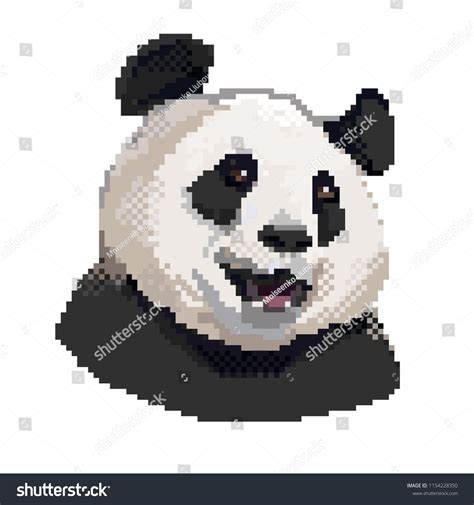 Panda Head Pixel Art Vector Isolated Square Animal Smiling Panda Ad