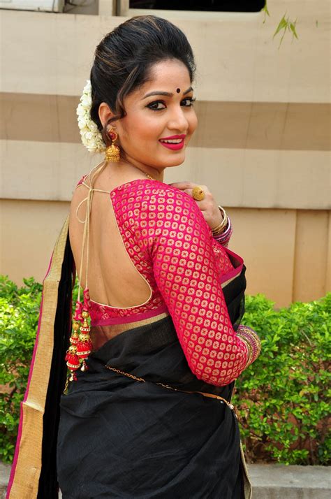 Beauty Galore Hd Thick Madhavi Latha Black Saree And Red Blouse Gorgeous
