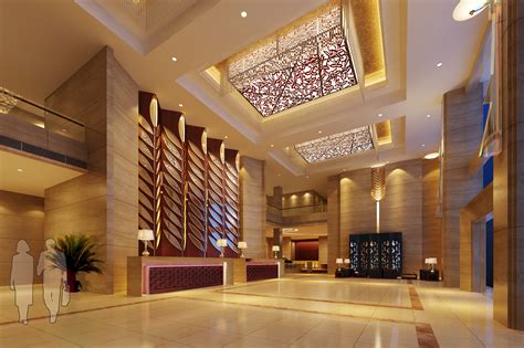 Luxury Lobby With Elegant Ceiling Decor 3d Model Max