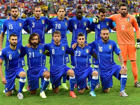 Member Of Italy S National Football Team Pose For Team Photo During A Group D Football Match