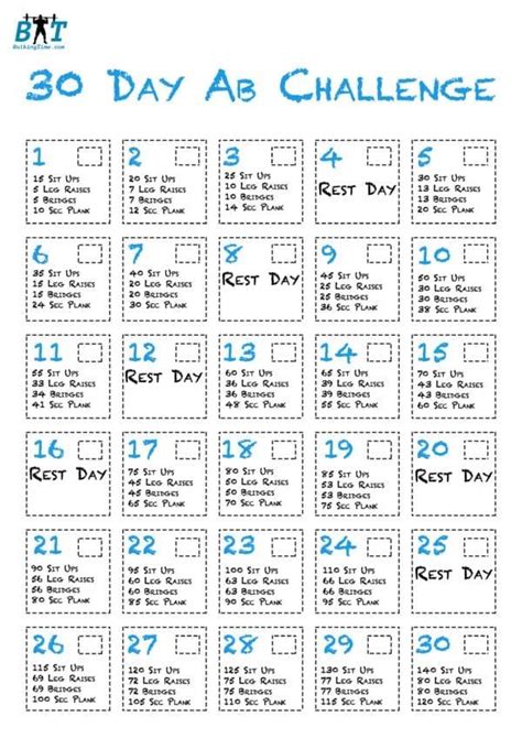 The 30 Day Ab Challenge Get That 6 Pack 30 Day Workout Plan Workout Plan For Beginners