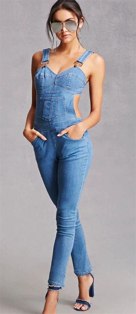 nice denim jumpsuit that i will dress up with a nice sheer tank top and necklace set with a pop