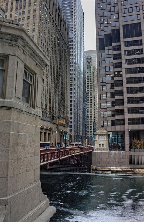 Downtown Chicago During The Winter On A Dreary Day Editorial