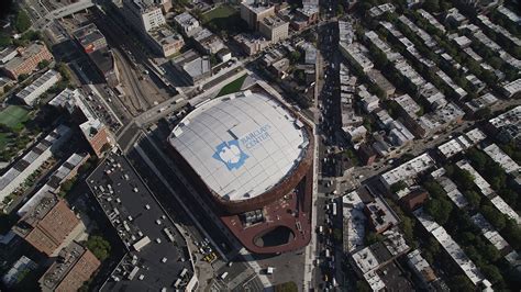 4k Stock Footage Aerial Video Of Approaching Barclays Center Tilt To