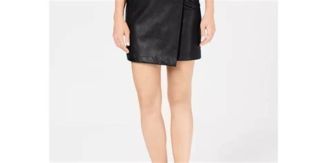 Bar Iii Womens Faux Leather Mini Wrap Skirt Black Size X Large Ebay