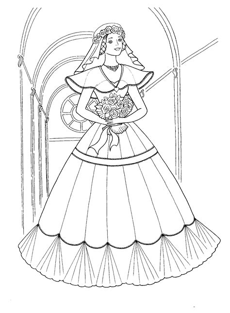 Coloring pages to print colouring pages adult coloring pages coloring books. Coloring page - Brides long dress