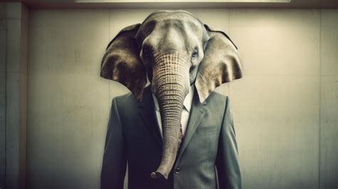 Premium Ai Image Elephant Businessman In A Suit Generative Ai