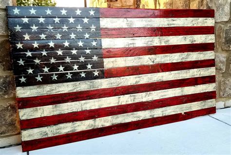 Rustic Wooden American Flag Rustic Flag American Flag Wall Etsy