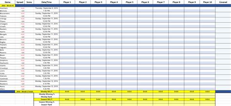 Excel Office Pool Pick Em And Stat Tracker Nfl