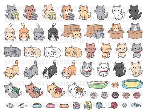 Kawaii Stickers Cat Stickers Printable Stickers Planner Stickers