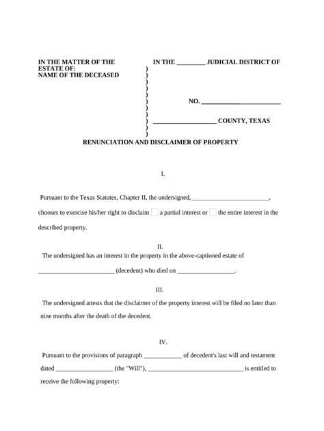 Texas Disclaimer Of Inheritance Form Fill Out And Sign Online Dochub