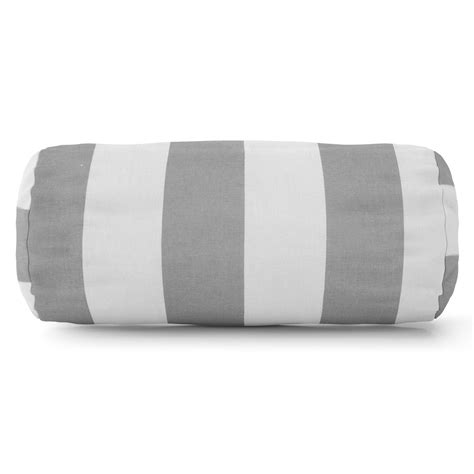 Majestic Home Goods Indoor Outdoor Gray Vertical Stripe Round Bolster