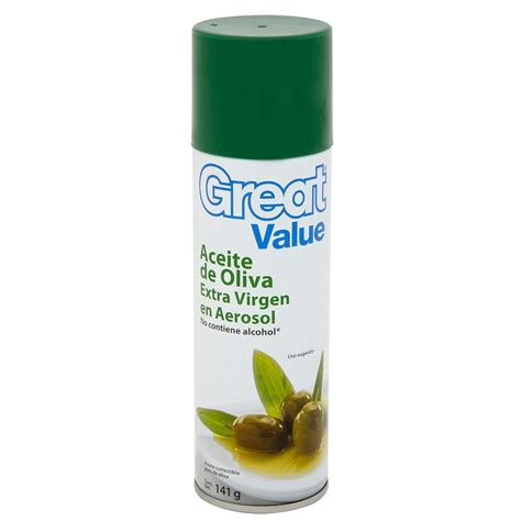 aceite de oliva great value extra virgen en aerosol 141 g walmart