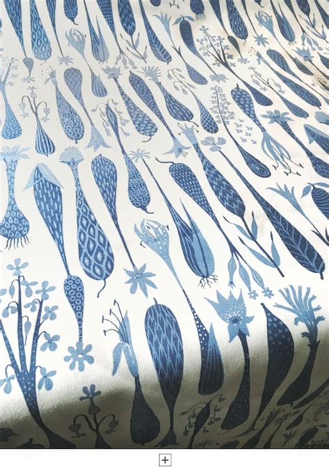 Scandinavian Vintage Fabric Stig Lindberg Printemps Blue Etsy