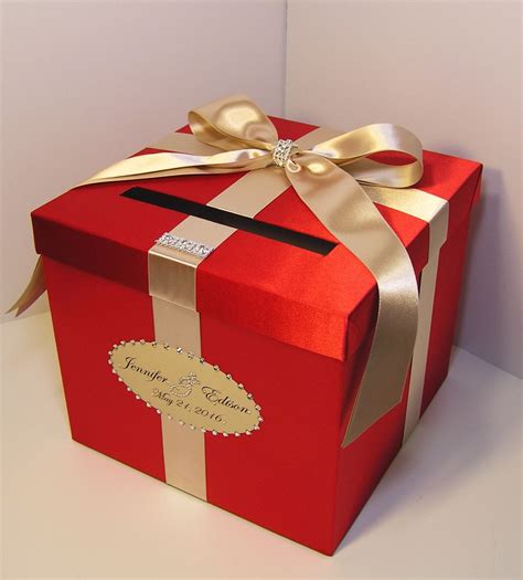 Giveaway closed!comment your quince date below to be entered to win the gift card box from me! Wedding /Quinceañera/Sweet 16 Card Box Red and Champagne ...