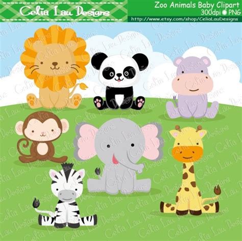 Zoo Animals Digital Clip Art Baby Animals Clipart Cute