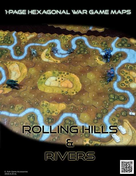 1 Page Hexagonal War Game Maps Rolling Hills And Rivers E Fuhr Game