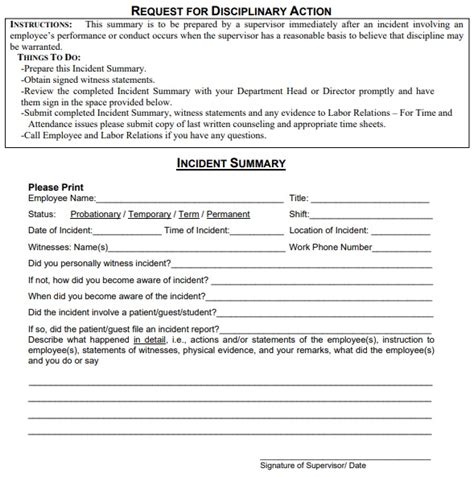 Fillable Employee Write Up Form Printable Forms Free Online