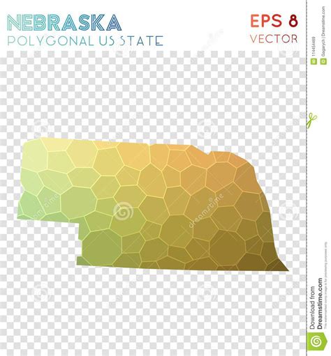 Nebraska Polygonal Map Mosaic Style Us State Stock Vector