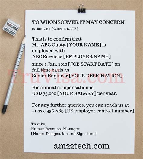 Employment verification for employee's full name. Sample Employment Verification Letter for US Visa Stamping