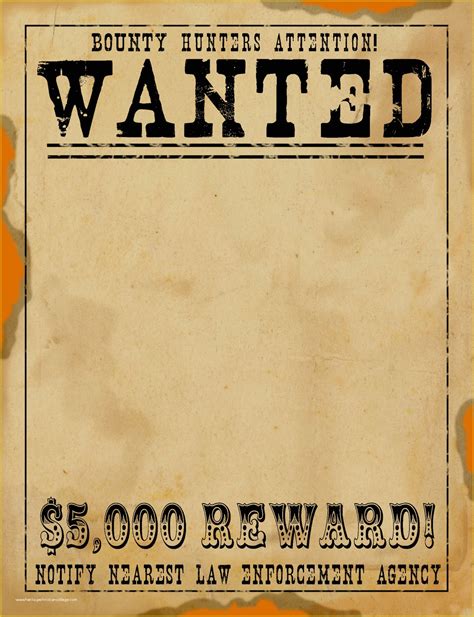 Wild West Wanted Poster Template Free Of Free Wanted Poster Template