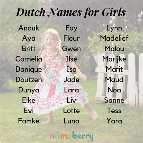 Top Female Names Netherlands Hnoat