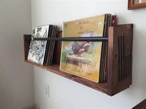 Vinyl Record Wall Holder Shelf Floating With Steel Piping Pallets